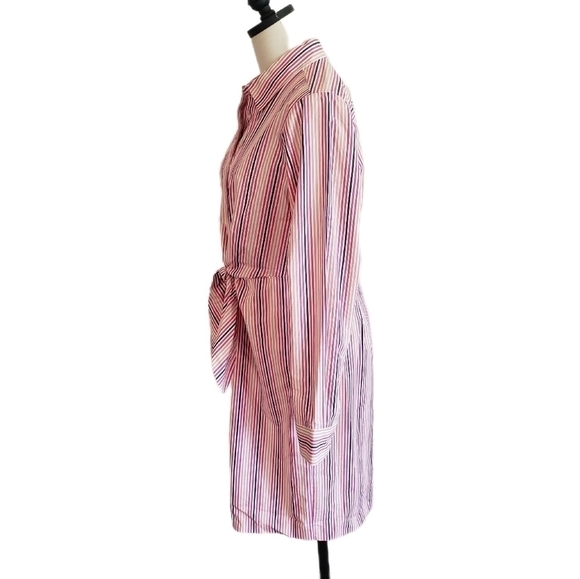 Calvin Klein Long Sleeve Tie Front Shirt Dress Button Front Striped Size 8 NWOT - Picture 3 of 5